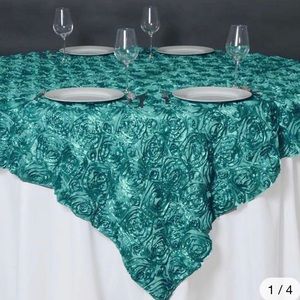 Turquoise 3D Rosette Satin Square Overlay
